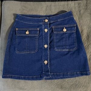 Stradivarius Denim Button-Front Skirt